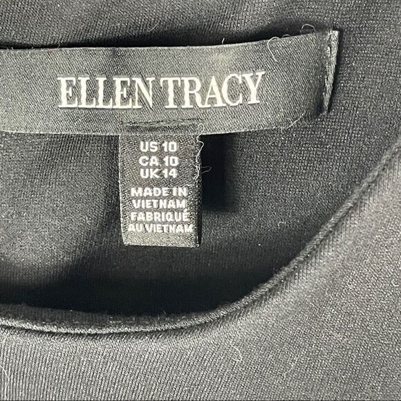 Ellen Tracy Little Black Dress Gold Zipper Cap Sleeves Women's 10 Sheath - Picture 7 of 12